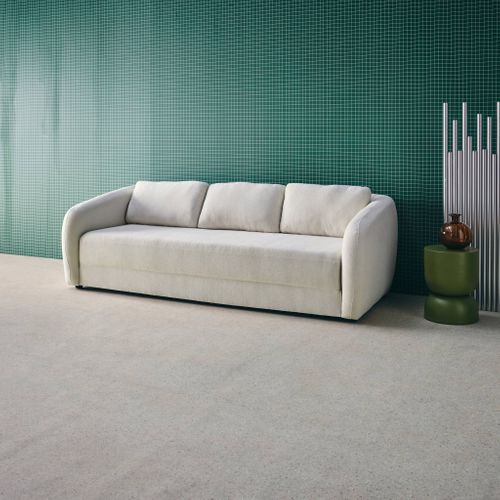 Canapé Convertible 3 Places Tissu Chenille Blanc - L 220 X P 95 X H 76cm - Twist