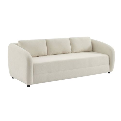 Canapé Convertible 3 Places Tissu Chenille Blanc - L 220 X P 95 X H 76cm - Twist