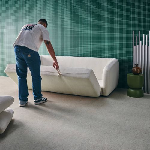 Canapé Convertible 3 Places Tissu Chenille Blanc - L 220 X P 95 X H 76cm - Twist