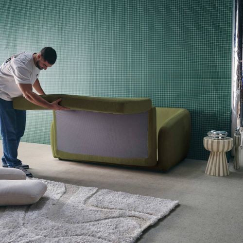 Canapé Convertible 2 Places Tissu Chenille Kaki - L 170 X P 95 X H 76cm - Twist