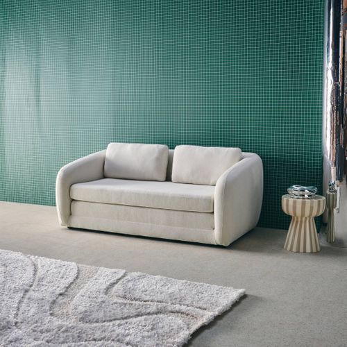 Canapé Convertible 2 Places Tissu Chenille Blanc - L 170 X P 95 X H 76cm - Twist