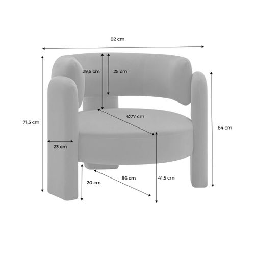 Fauteuil Tripode En Velours Beige