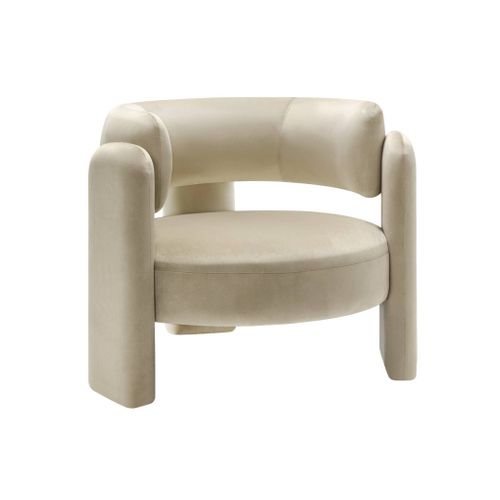Fauteuil Tripode En Velours Beige