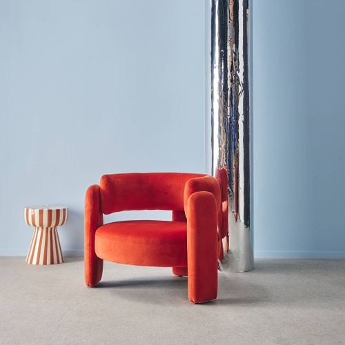 Fauteuil Tripode En Velours Orange