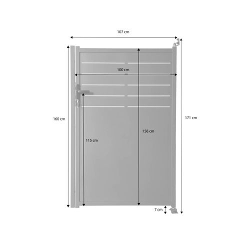 Portillon De Jardin Acier Galvanisé Anthracite Avec Serrure Et Poignée. Fixation Mur Et Sol - Axis