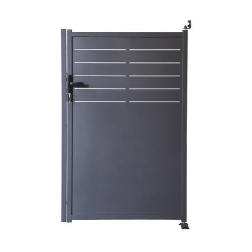 Portillon De Jardin Acier Galvanisé Anthracite Avec Serrure Et Poignée. Fixation Mur Et Sol - Axis