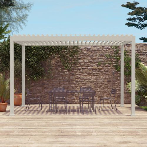 Pergola Bioclimatique Beige – Triomphe – 3x4m. Aluminium. à Lames Orientables