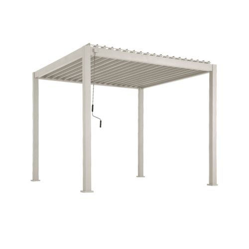 Pergola Bioclimatique Aluminium Beige Triomphe 3x3 M Lames Orientables