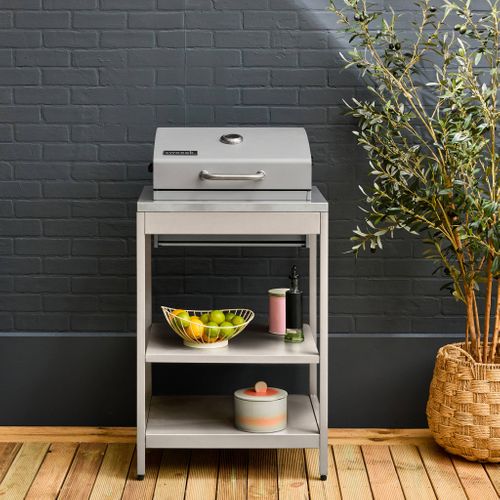 Barbecue Grill Charbon De Bois Beige Naxos Grille Chromée 2 Étagères