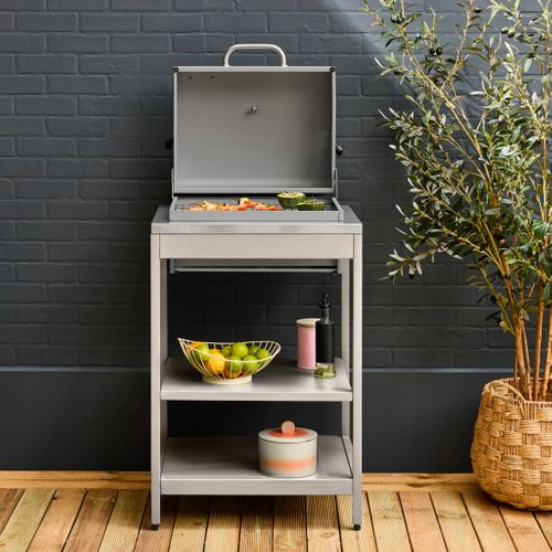 Barbecue Grill Charbon De Bois Beige Naxos Grille Chromée 2 Étagères