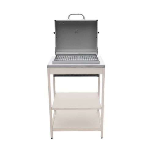 Barbecue Grill Charbon De Bois Beige Naxos Grille Chromée 2 Étagères