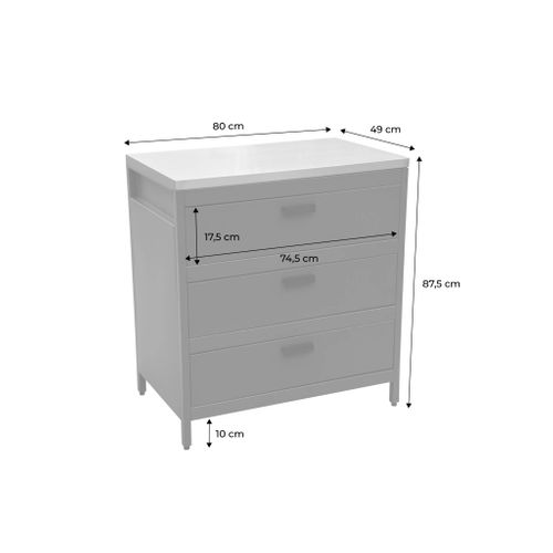 Cuisine D'extérieure En Acier Beige Avec 3 Tiroirs L80cm