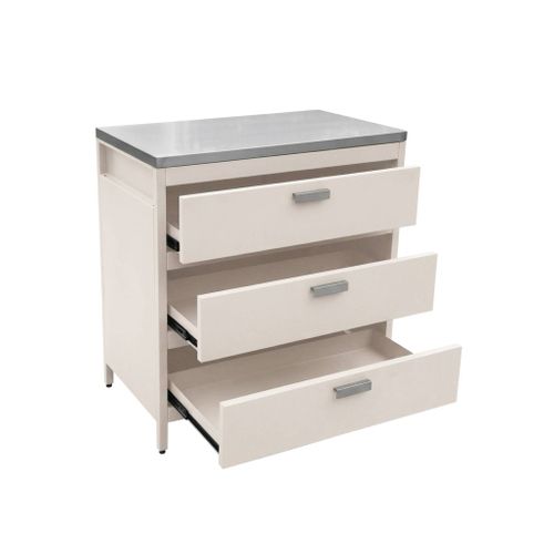 Cuisine D'extérieure En Acier Beige Avec 3 Tiroirs L80cm