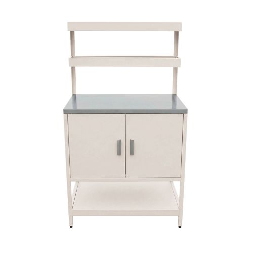 Cuisine D'extérieure En Acier Beige Avec 2 Étagères Suspendues Et 2 Portes L80cm