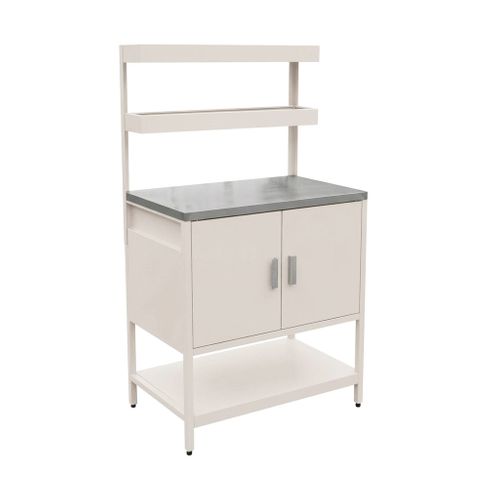 Cuisine D'extérieure En Acier Beige Avec 2 Étagères Suspendues Et 2 Portes L80cm