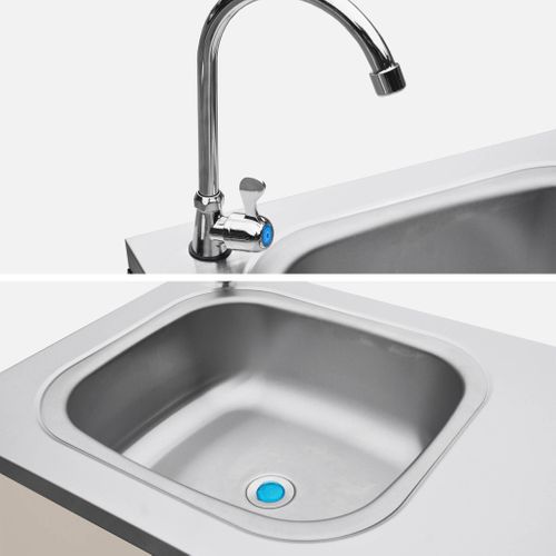 Cuisine D'extérieure En Acier Beige Avec Évier L120cm