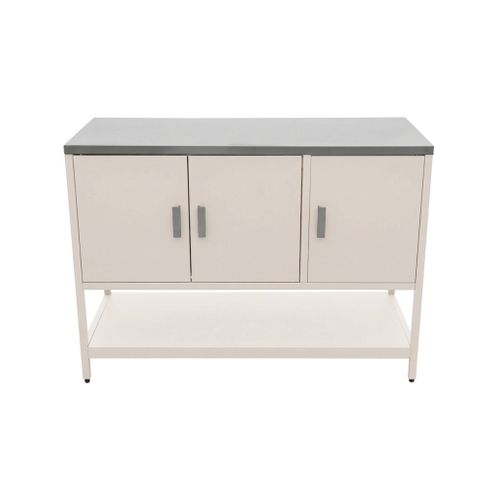 Cuisine D'extérieure En Acier Beige 3 Portes.1 Étagère L120cm