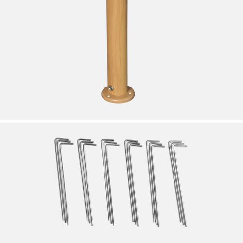 Tonnelle 3x3 M - Elusa - Imitation Bois. Toile Écru - Pergola Avec Rideaux. Tente De Jardin.