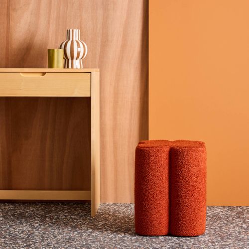 Pouf Tabouret Trèfle Bouclette Terracotta D.38 X H 40cm - Clover