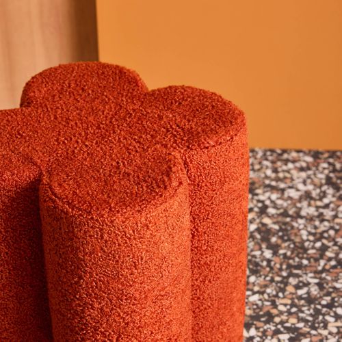 Pouf Tabouret Trèfle Bouclette Terracotta D.38 X H 40cm - Clover