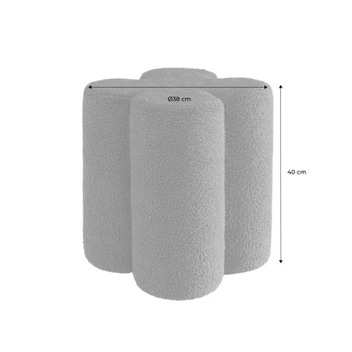 Pouf Tabouret Trèfle Bouclette Blanc Ø38 X H 40cm - Clover
