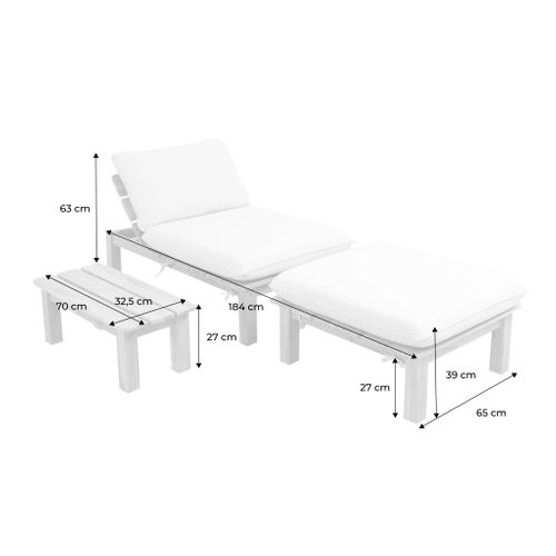 Bain De Soleil Modulable Bois D'acacia Naturel Multi Positions Avec Table - Mae