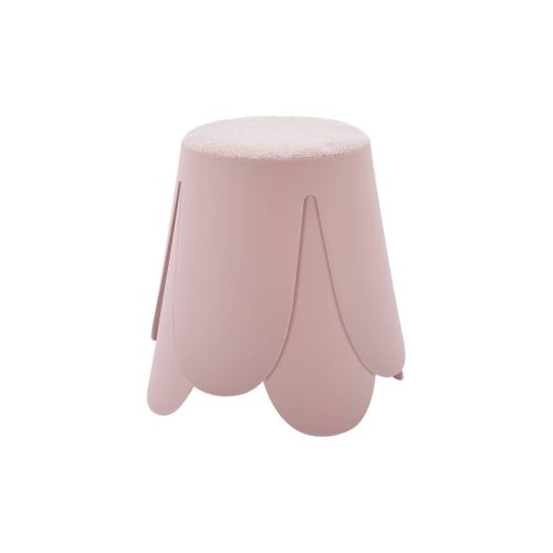 Lot De 2 Tabourets Empilables Enfant Polypropylène Et Bouclette Texturée Rose Pâle - Niki Kids
