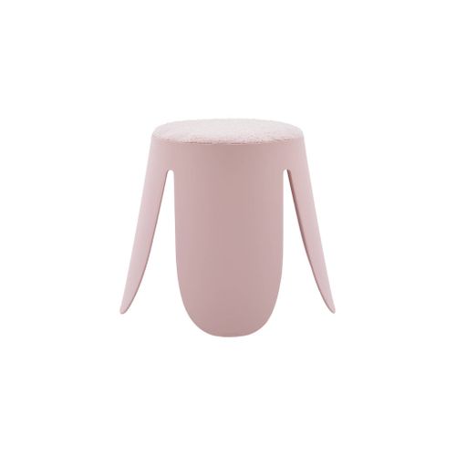 Lot De 2 Tabourets Empilables Enfant Polypropylène Et Bouclette Texturée Rose Pâle - Niki Kids