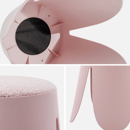 Lot De 2 Tabourets Empilables Enfant Polypropylène Et Bouclette Texturée Rose Pâle - Niki Kids