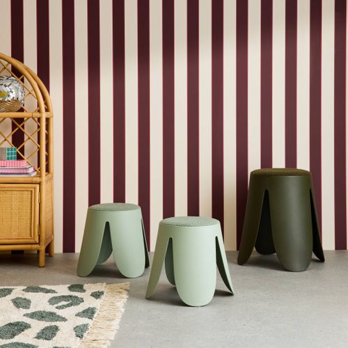 Lot De 2 Tabourets Empilables Enfant Polypropylène Et Bouclette Texturée Vert Céladon - Niki Kids