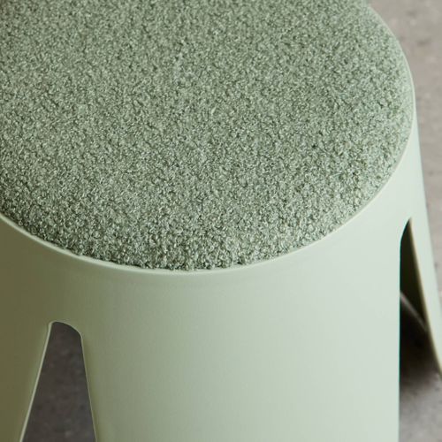 Lot De 2 Tabourets Empilables Enfant Polypropylène Et Bouclette Texturée Vert Céladon - Niki Kids