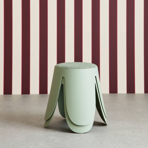 Lot De 2 Tabourets Empilables Enfant Polypropylène Et Bouclette Texturée Vert Céladon - Niki Kids