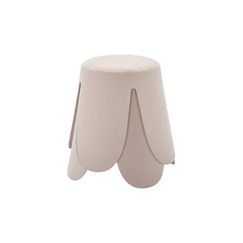 Lot De 2 Tabourets Empilables Enfant Polypropylène Et Bouclette Texturée Beige - Niki Kids