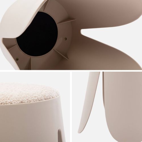 Lot De 2 Tabourets Empilables Enfant Polypropylène Et Bouclette Texturée Beige - Niki Kids