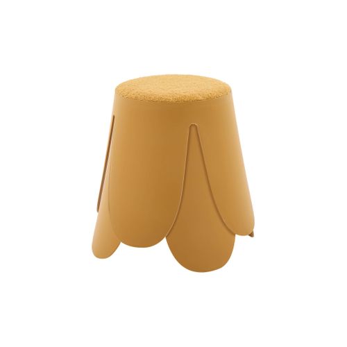 Lot De 2 Tabourets Empilables Enfant Polypropylène Et Bouclette Texturée Moutarde - Niki Kids