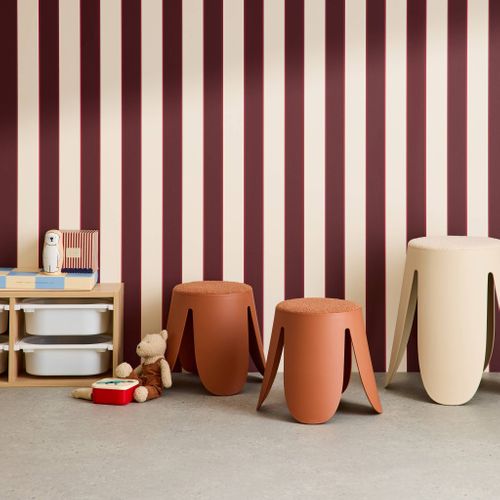 Lot De 2 Tabourets Empilables Enfant Polypropylène Et Bouclette Texturée Terracotta - Niki Kids