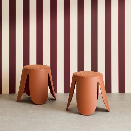 Lot De 2 Tabourets Empilables Enfant Polypropylène Et Bouclette Texturée Terracotta - Niki Kids