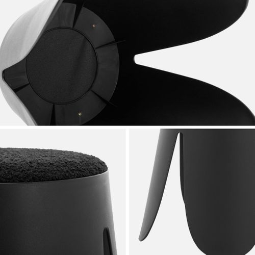 Lot De 2 Tabourets Empilables Enfant Polypropylène Et Bouclette Texturée Noir - Niki Kids