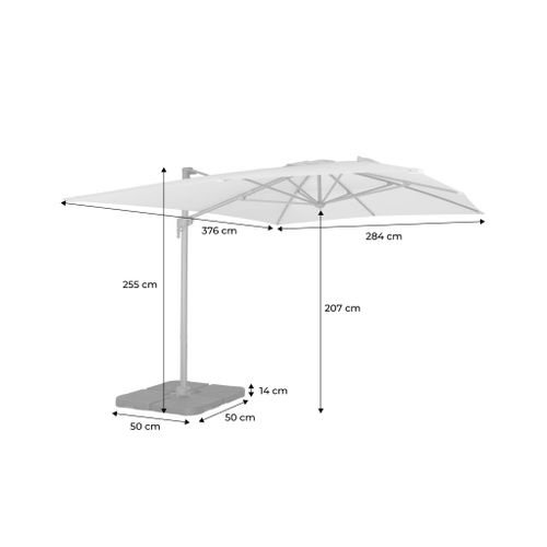Parasol Déporté Rectangulaire 3x4m Beige + Dalles à Lester 50x50cm - Antibes