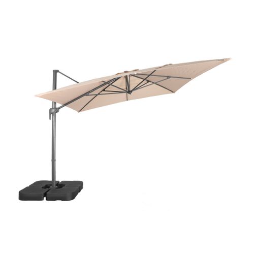Parasol Déporté Rectangulaire 3x4m Beige + Dalles à Lester 50x50cm - Antibes