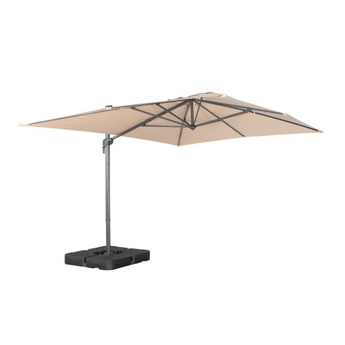 Parasol Déporté Rectangulaire 3x4m Beige + Dalles à Lester 50x50cm - Antibes