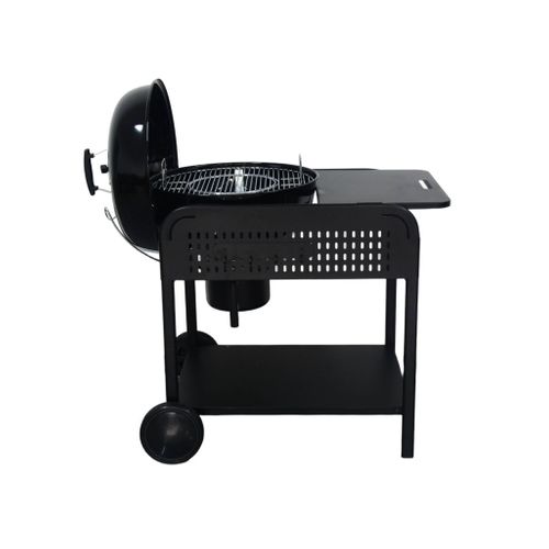 Barbecue Rond Charbon De Bois Acier Émaillé D.53cm. Grill Noir Avec Chariot - Maurice