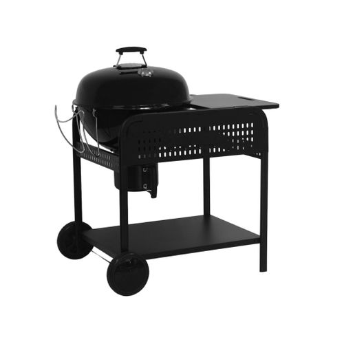 Barbecue Rond Charbon De Bois Acier Émaillé D.53cm. Grill Noir Avec Chariot - Maurice