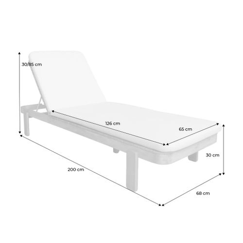 Bain De Soleil Bois D'acacia Multi Positions Avec Coussin Naturel - Zenya