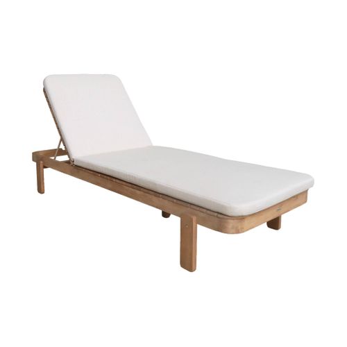 Bain De Soleil Bois D'acacia Multi Positions Avec Coussin Naturel - Zenya