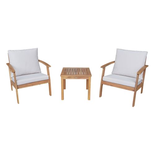 Salon De Jardin Bois D'acacia 2 Places Écru -  Fauteuils Et Table Basse - Ushuaïa