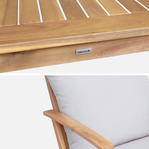 Salon De Jardin Bois D'acacia 2 Places Écru -  Fauteuils Et Table Basse - Ushuaïa