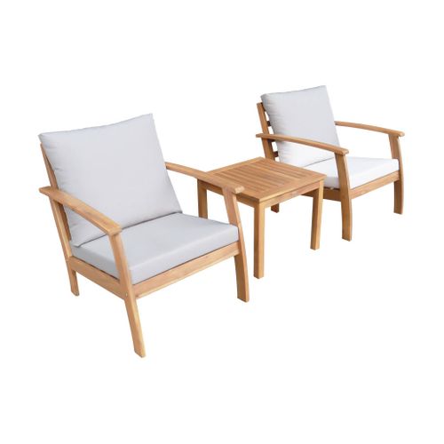 Salon De Jardin Bois D'acacia 2 Places Écru -  Fauteuils Et Table Basse - Ushuaïa