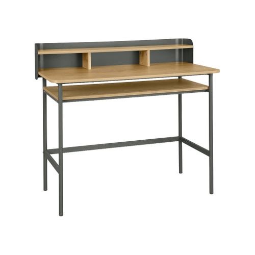 Bureau Métal Et Décor Bois 3 Niches 100cm Vert - Molto