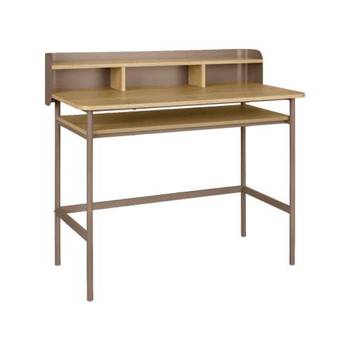 Bureau Métal Et Décor Bois 3 Niches 100cm Marron - Molto